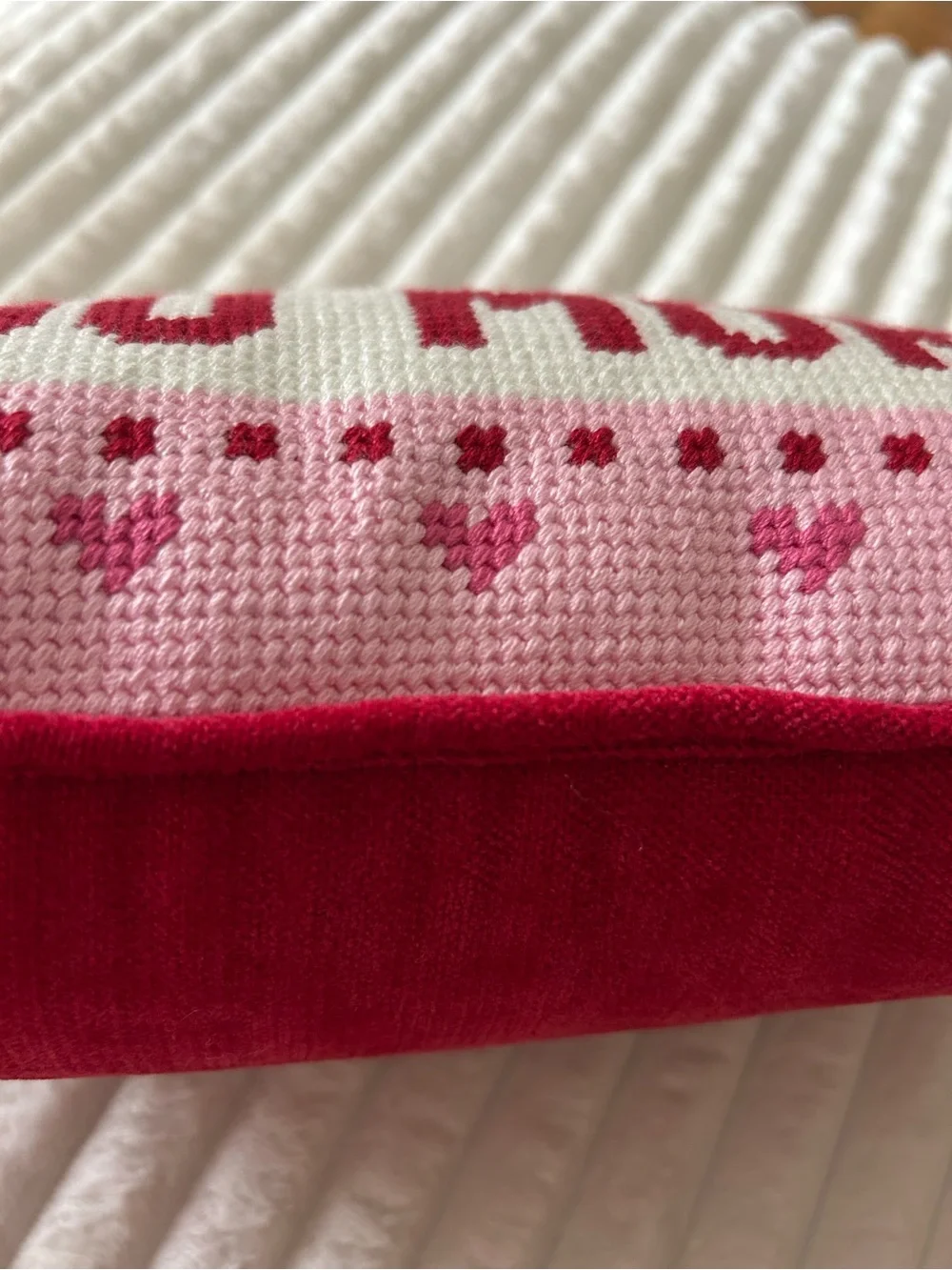 New LOVE YOU MORE needlepoint pillow